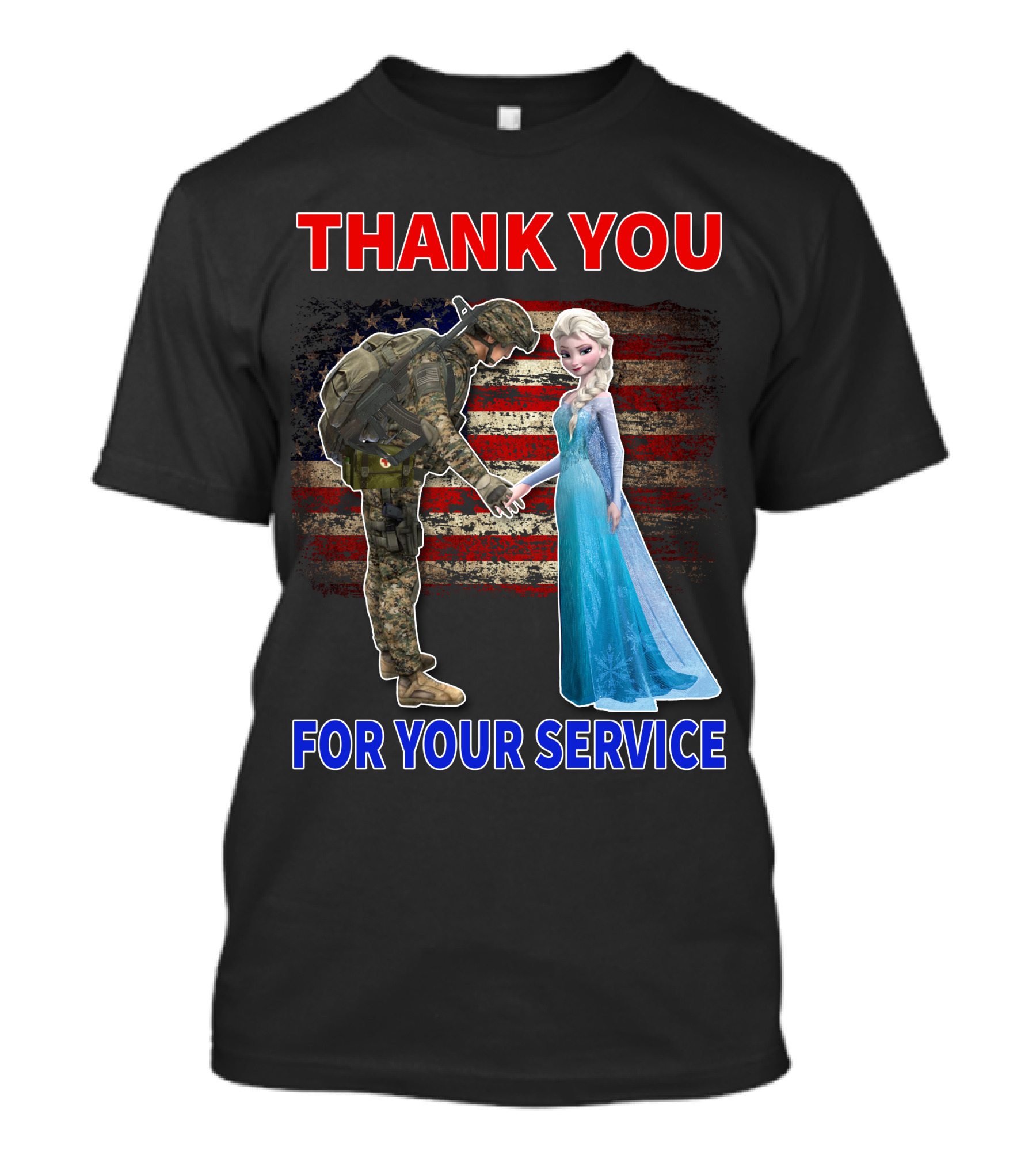 Thank You For Your Service Elsa Soldier American Flag T-Shirt