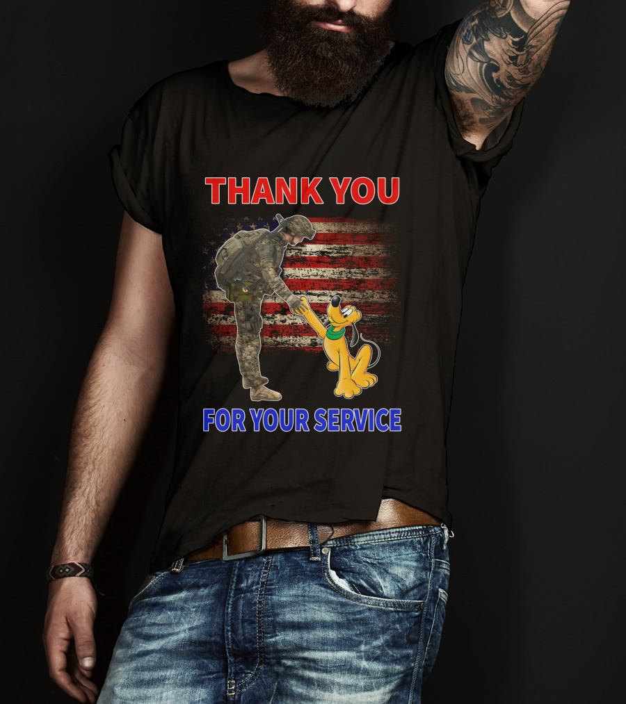 Thank You For Your Service Pluto Soldier American Flag T-Shirt