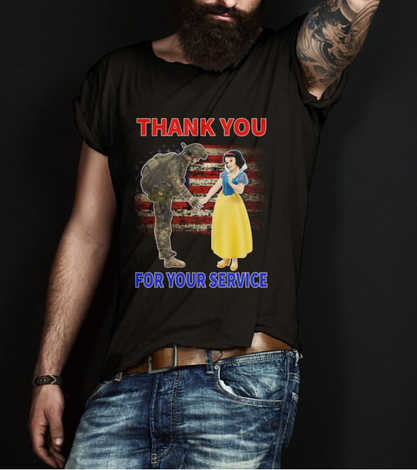 Thank You For Your Service Snow White Soldier Flag T-Shirt