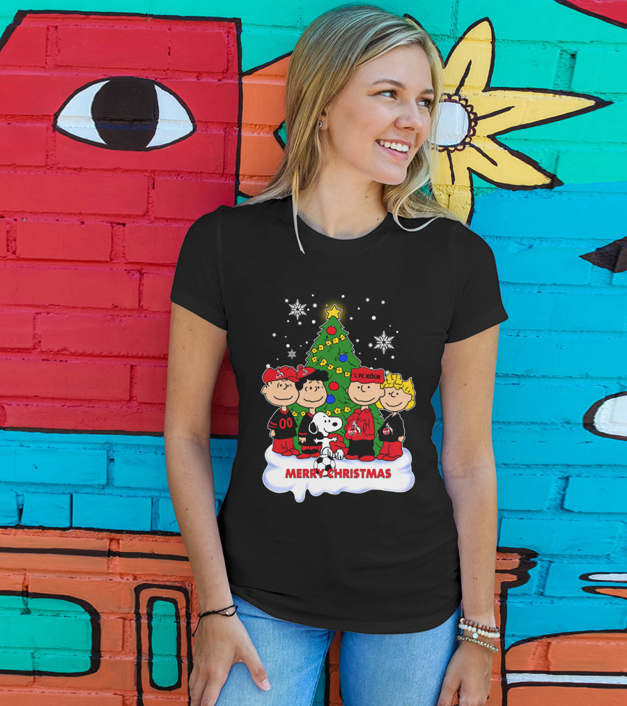 Merry Christmas 1. FC Köln Peanuts Characters Snowflakes T-Shirt