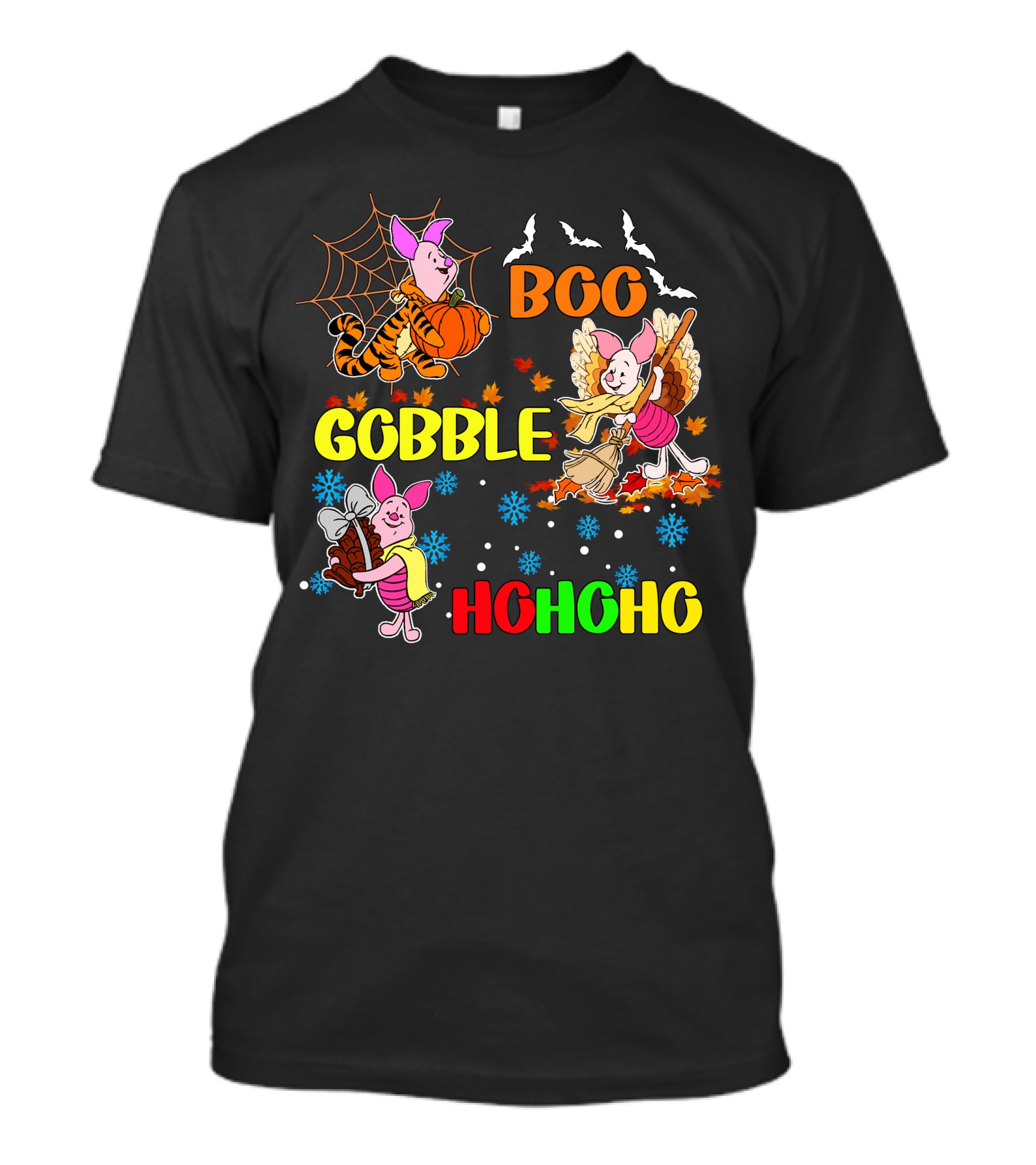 Piglet Boo Gobble HoHoHo HalloThanksMas T-Shirt
