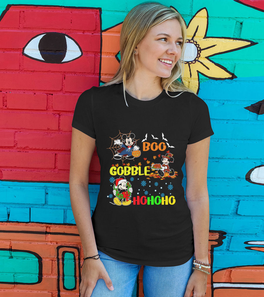 Mickey Boo Gobble HoHoHo T-Shirt