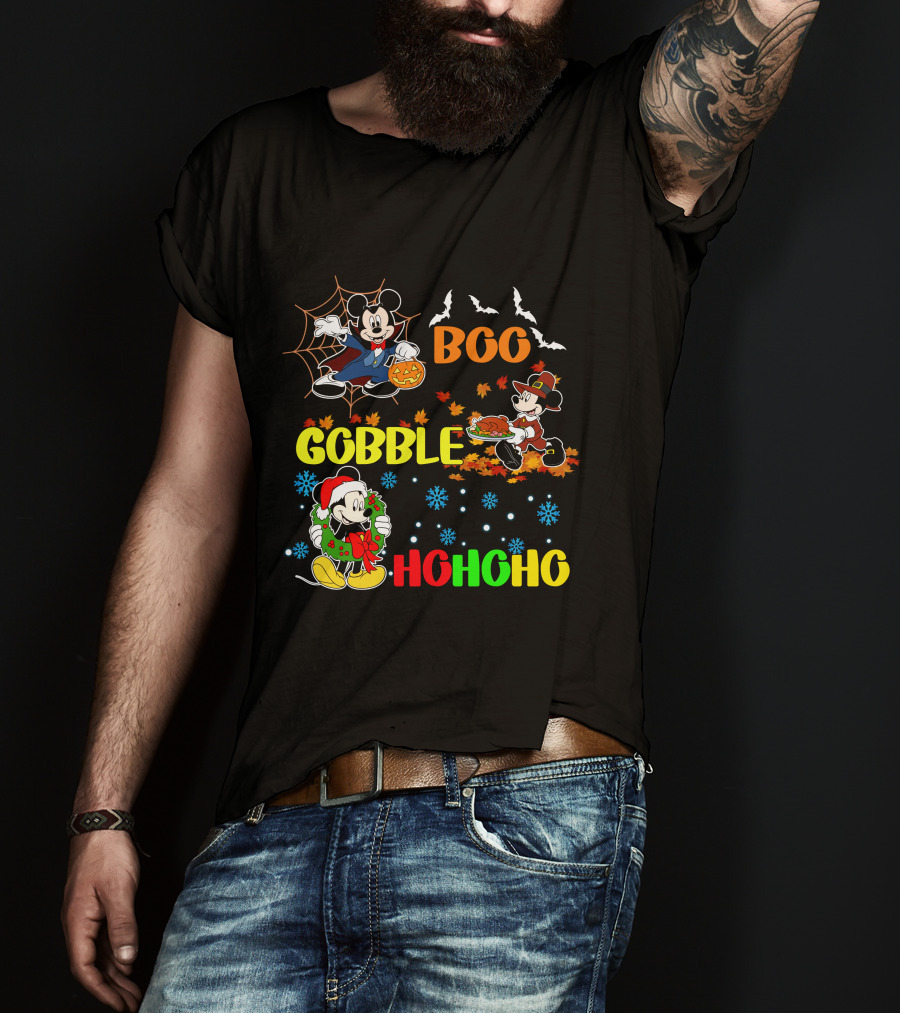 Mickey Boo Gobble HoHoHo T-Shirt