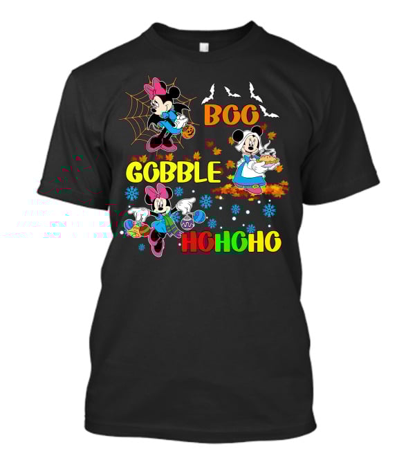 Minnie Boo Gobble HoHoHo Halloween Thanksgiving Christmas T-Shirt