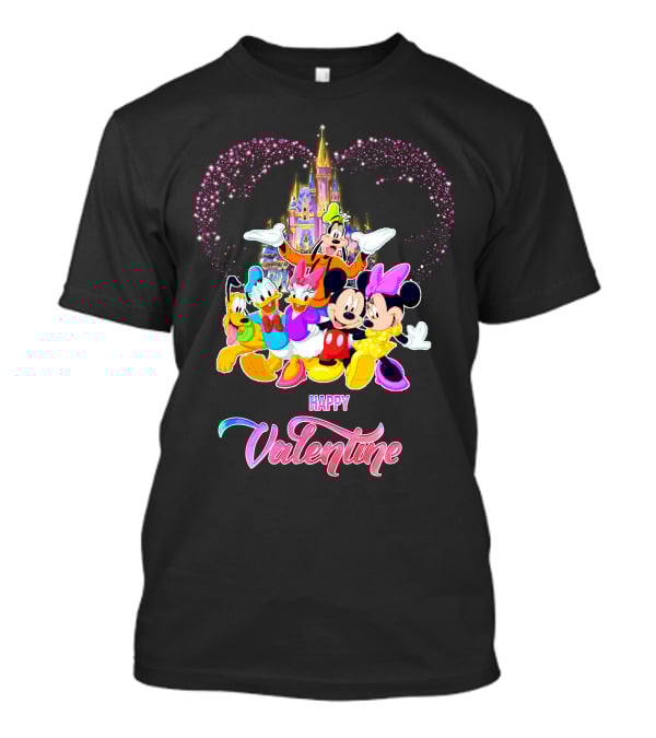 Mickey And Friends Happy Valentine Disney Castle T-Shirt