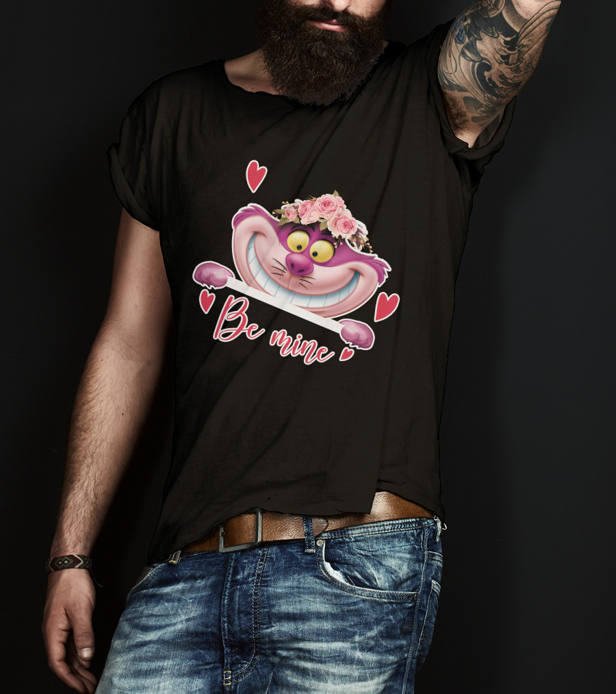 Cheshire Be Mine Valentine's Day Flower Crown Hearts T-Shirt