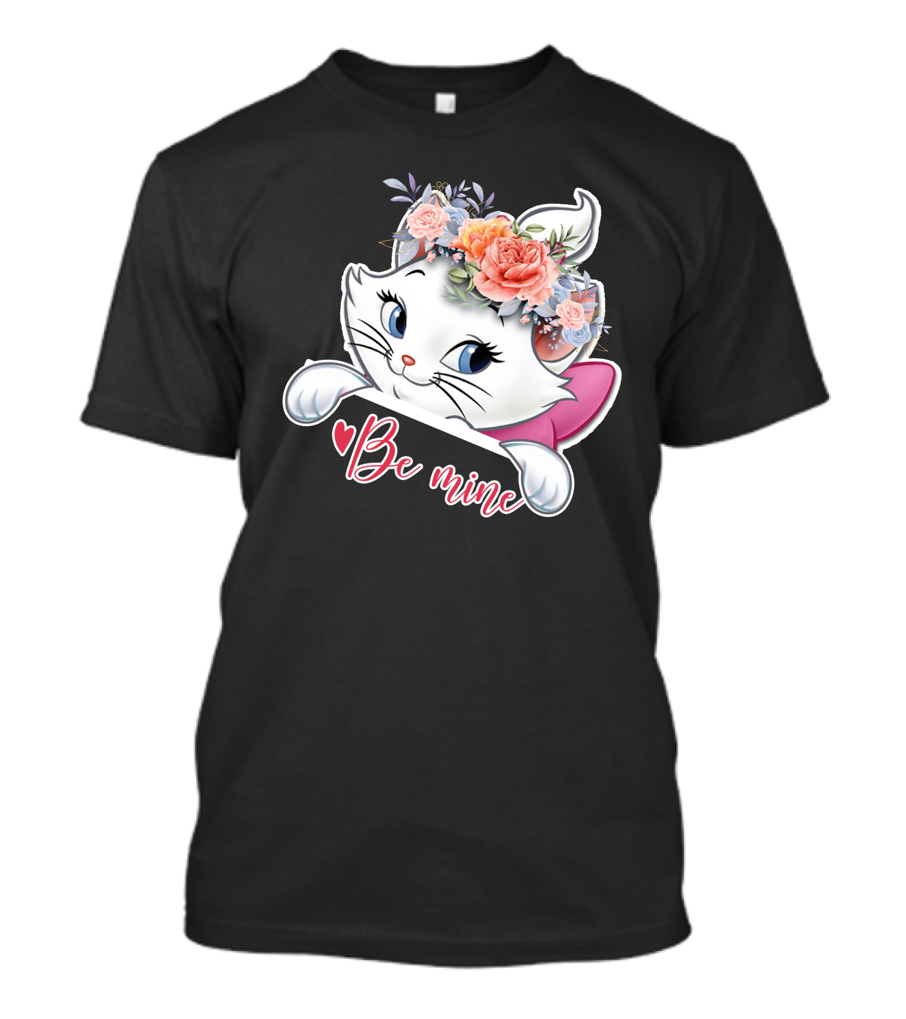 Marie Cat Be Mine Floral Headband T-Shirt