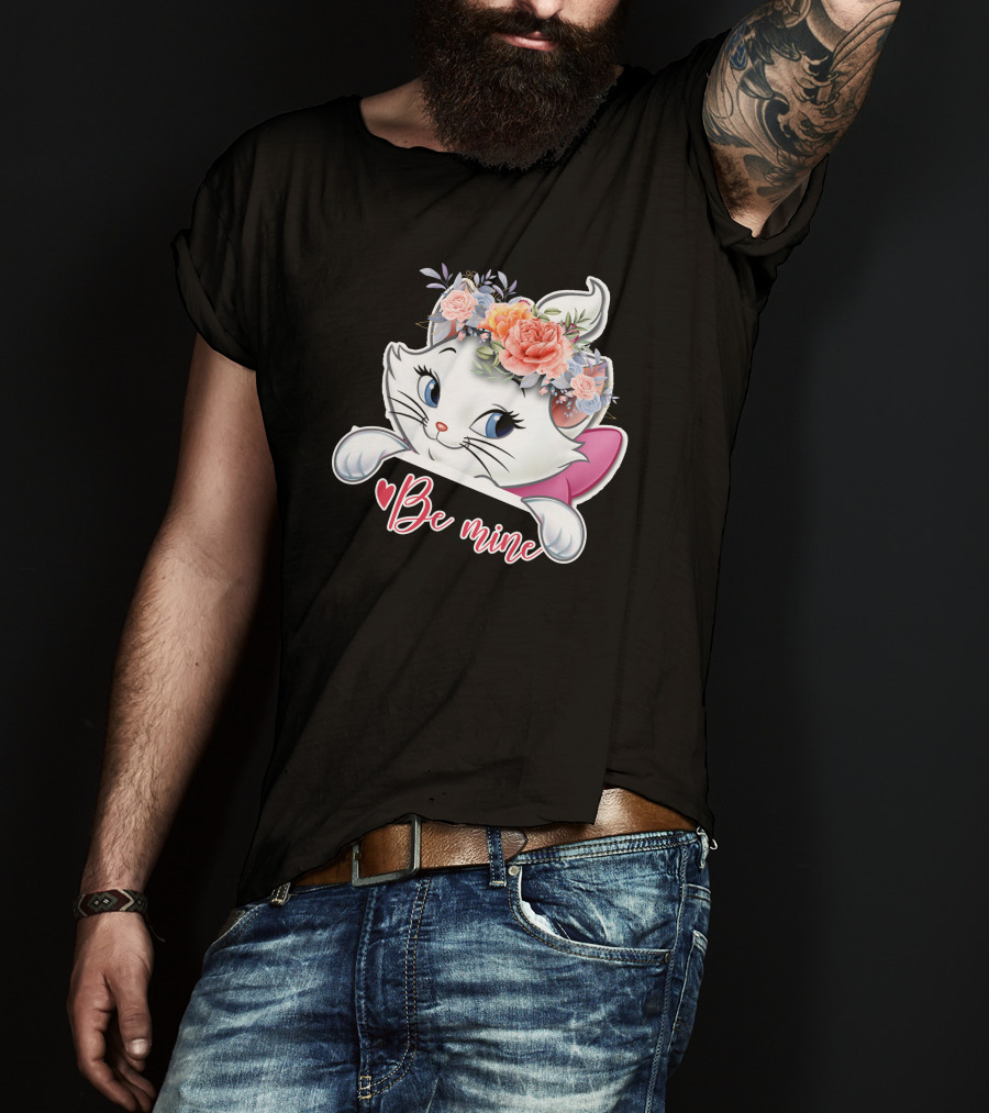 Marie Cat Be Mine Floral Headband T-Shirt