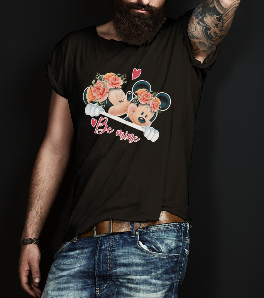Mickey Minnie Be Mine Floral Romance T-Shirt