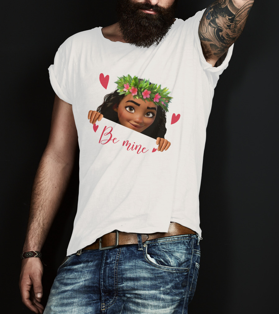 Moana Valentine's Be Mine Hearts Floral Crown T-Shirt