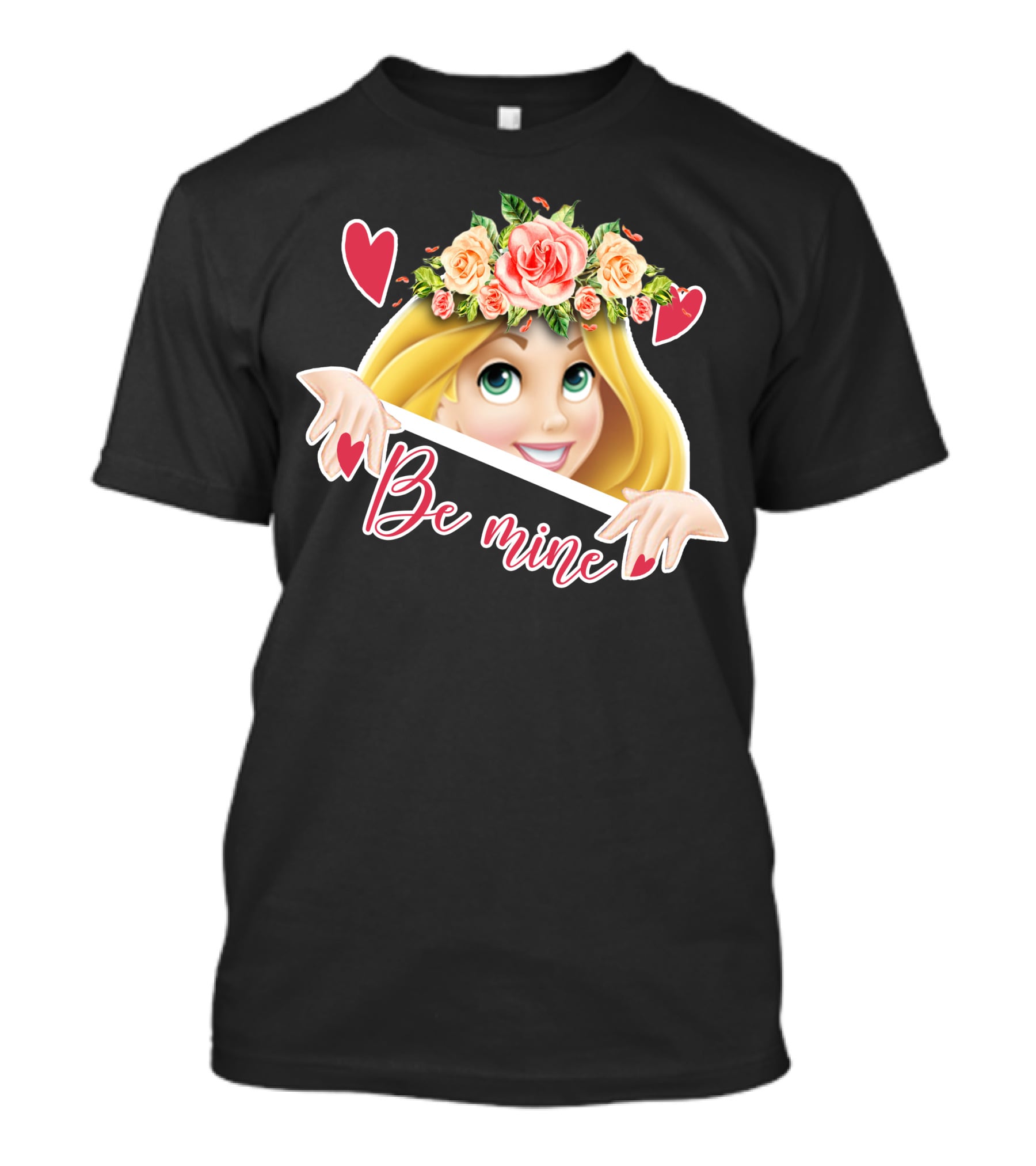 Rapunzel Floral Be Mine Valentines Hearts T-Shirt