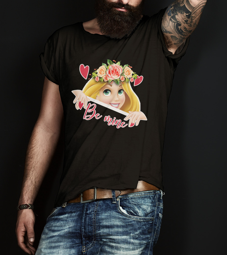 Rapunzel Floral Be Mine Valentines Hearts T-Shirt