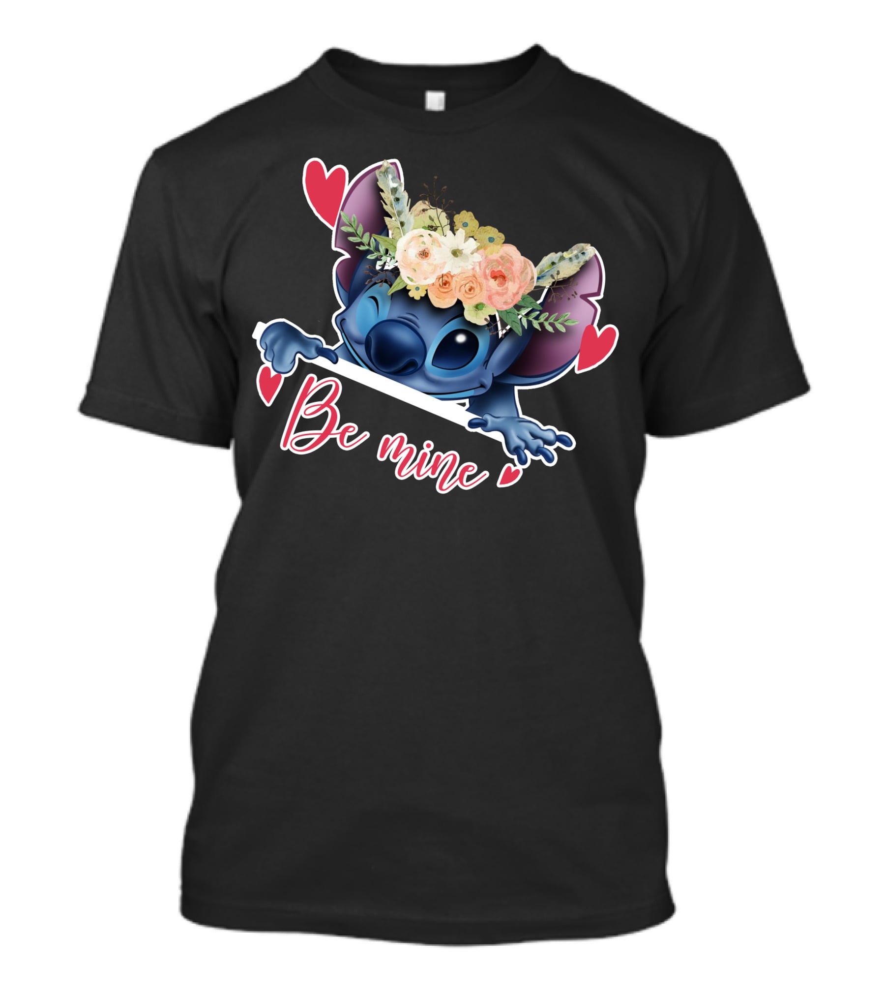 Stitch Be Mine Floral Crown Hearts T-Shirt