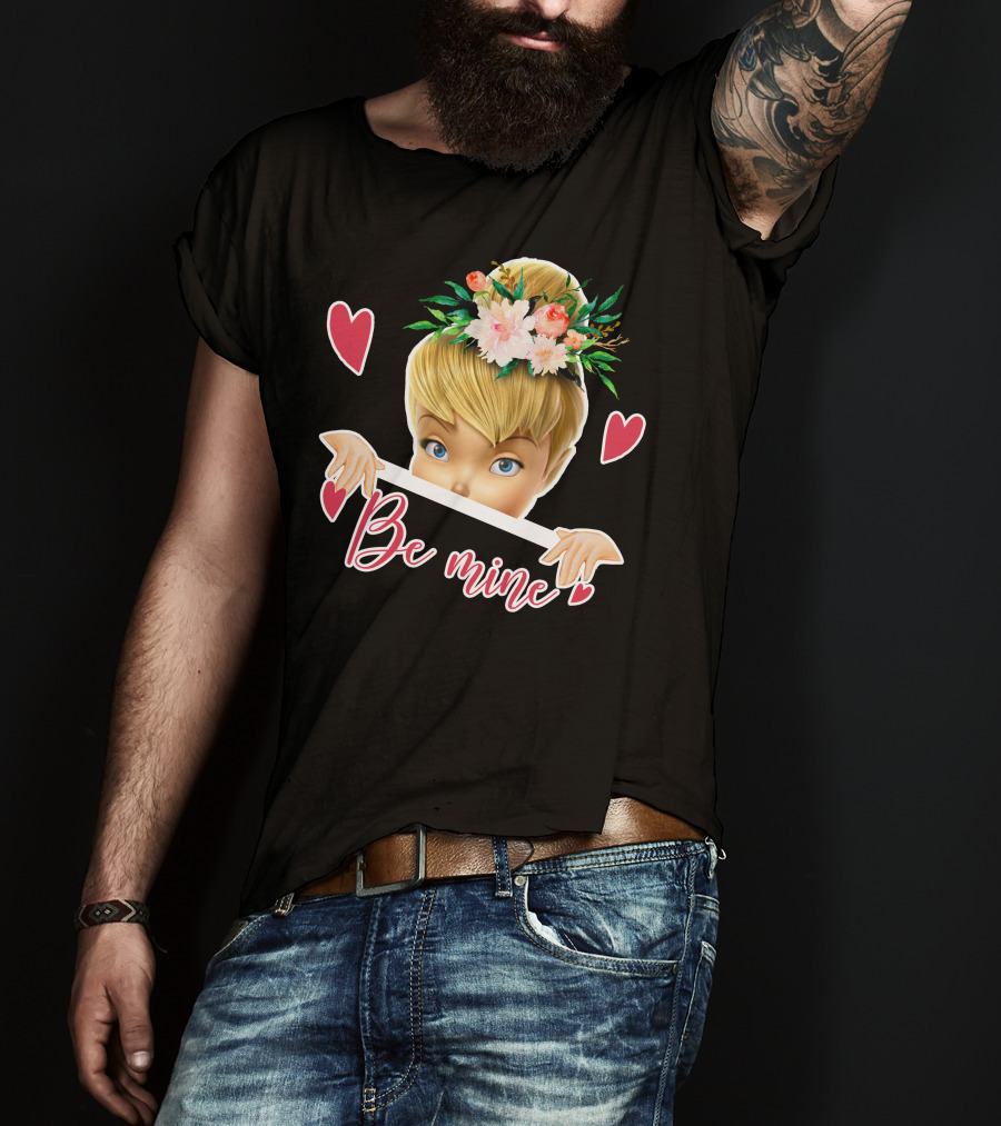 Tinkerbell Be Mine Valentine's Day Hearts Floral Crown T-Shirt