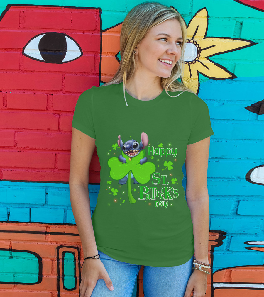 Happy St. Patrick's Day Stitch Shamrock T-Shirt
