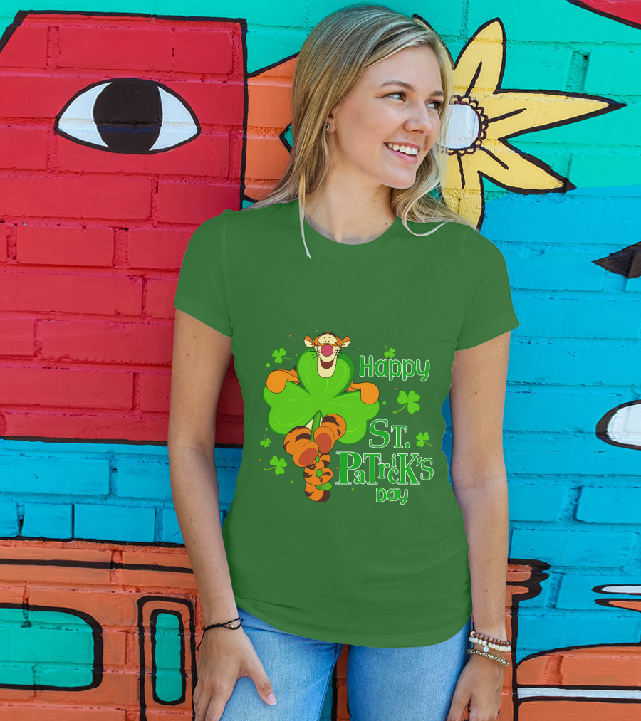 Tigger Happy St. Patrick's Day Shamrock T-Shirt