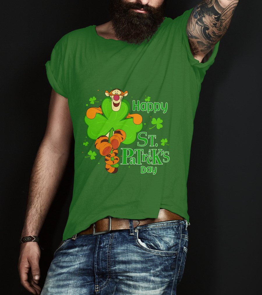 Tigger Happy St. Patrick's Day Shamrock T-Shirt