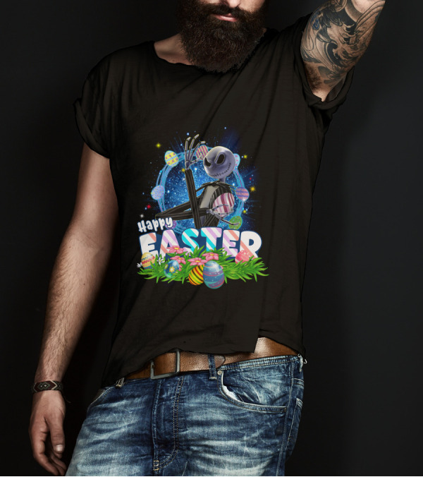 Jack Happy Easter With Eggs And Flowers T-Shirt