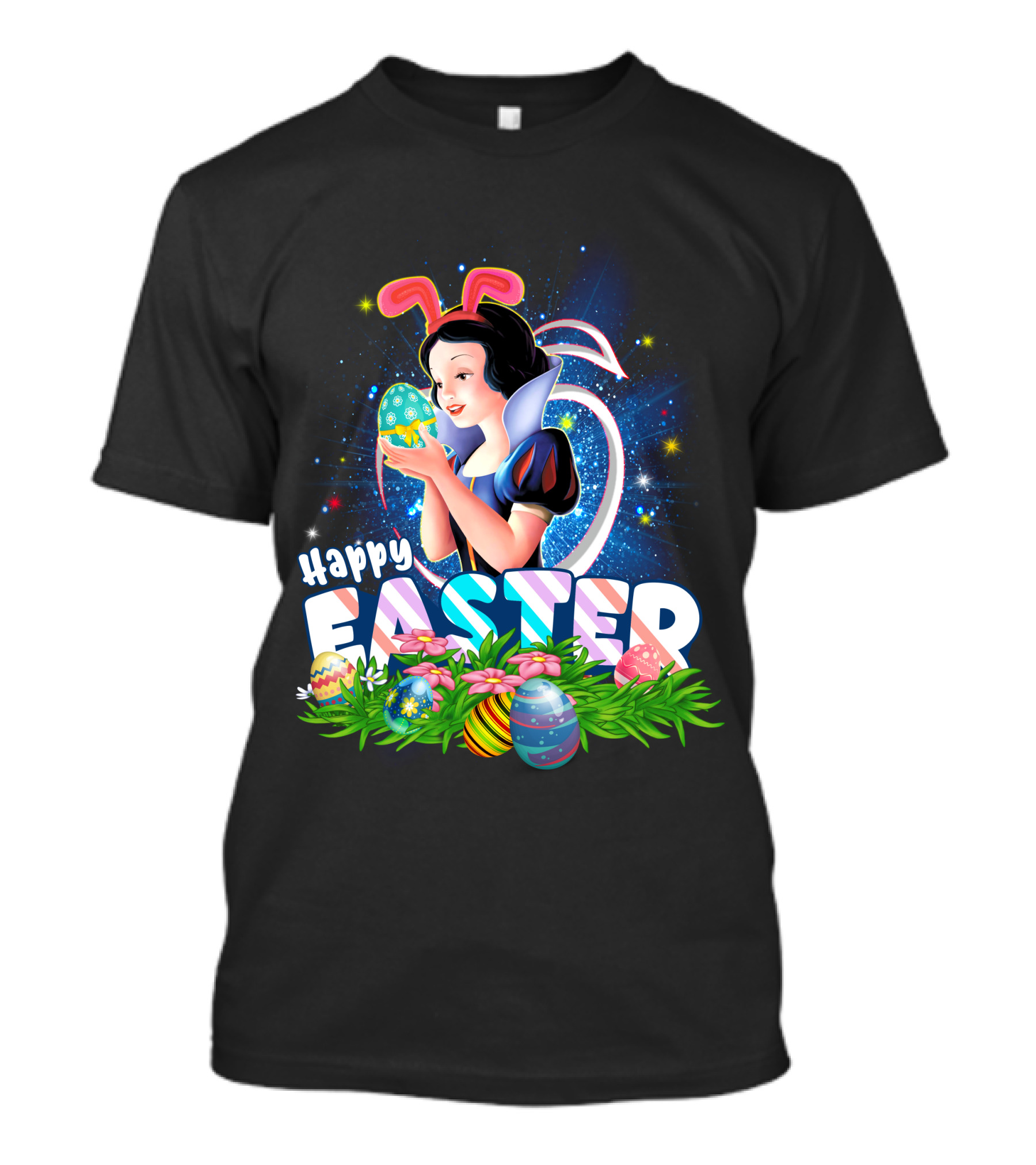 Snow White Happy Easter Bunny Ears Colorful Eggs Magic T-Shirt
