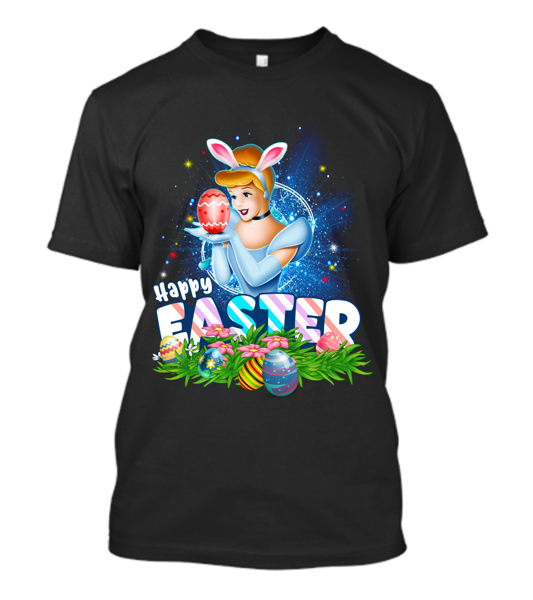 Cinderella Easter Bunny Ears With Colorful Eggs And Flowers T-Shirt