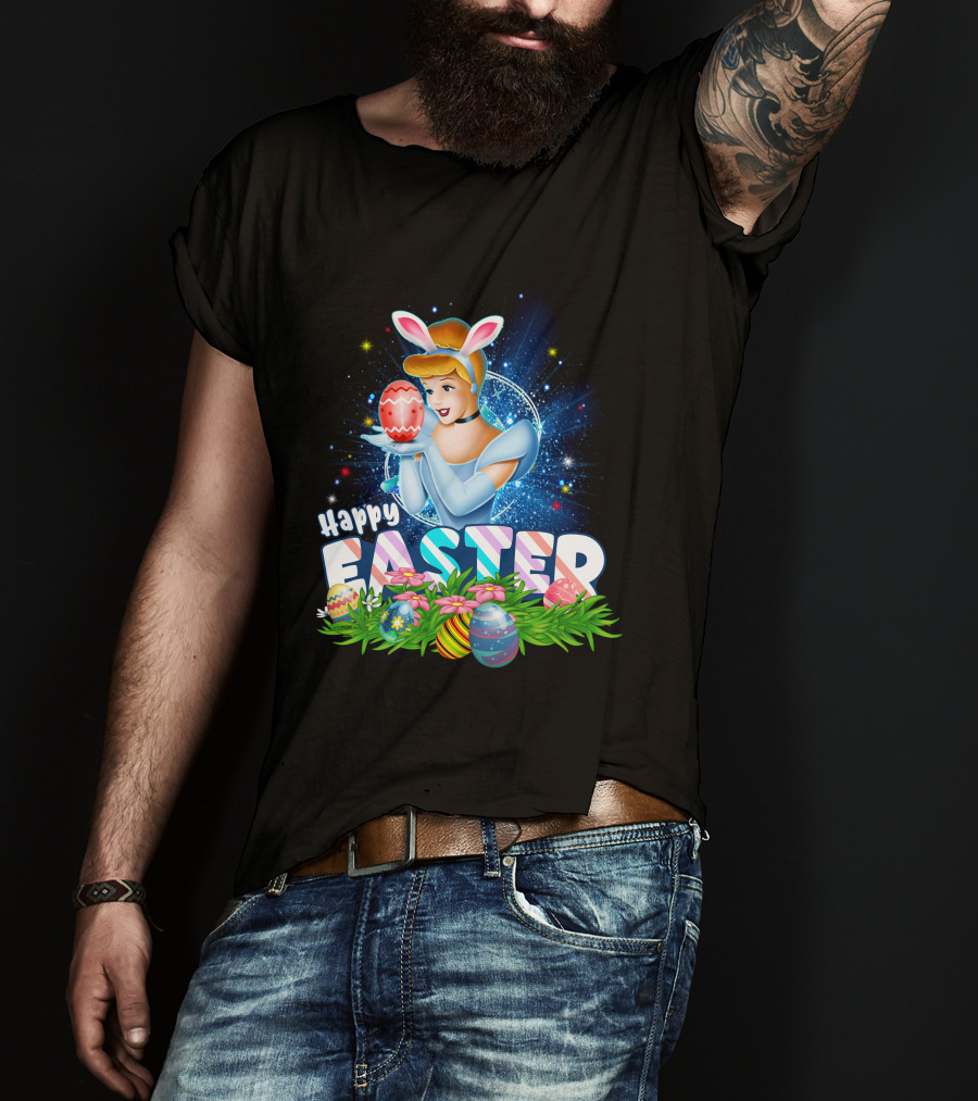 Cinderella Easter Bunny Ears With Colorful Eggs And Flowers T-Shirt