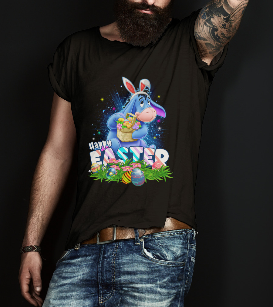 Eeyore Easter Basket With Eggs And Flowers Happy Easter T-Shirt