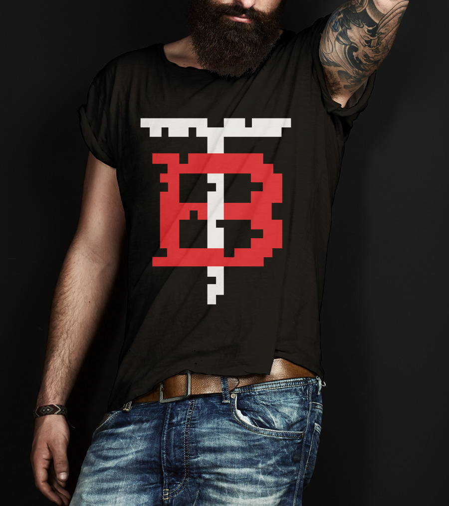 GGEZ BLACK Pixelated Red B With White T T-Shirt
