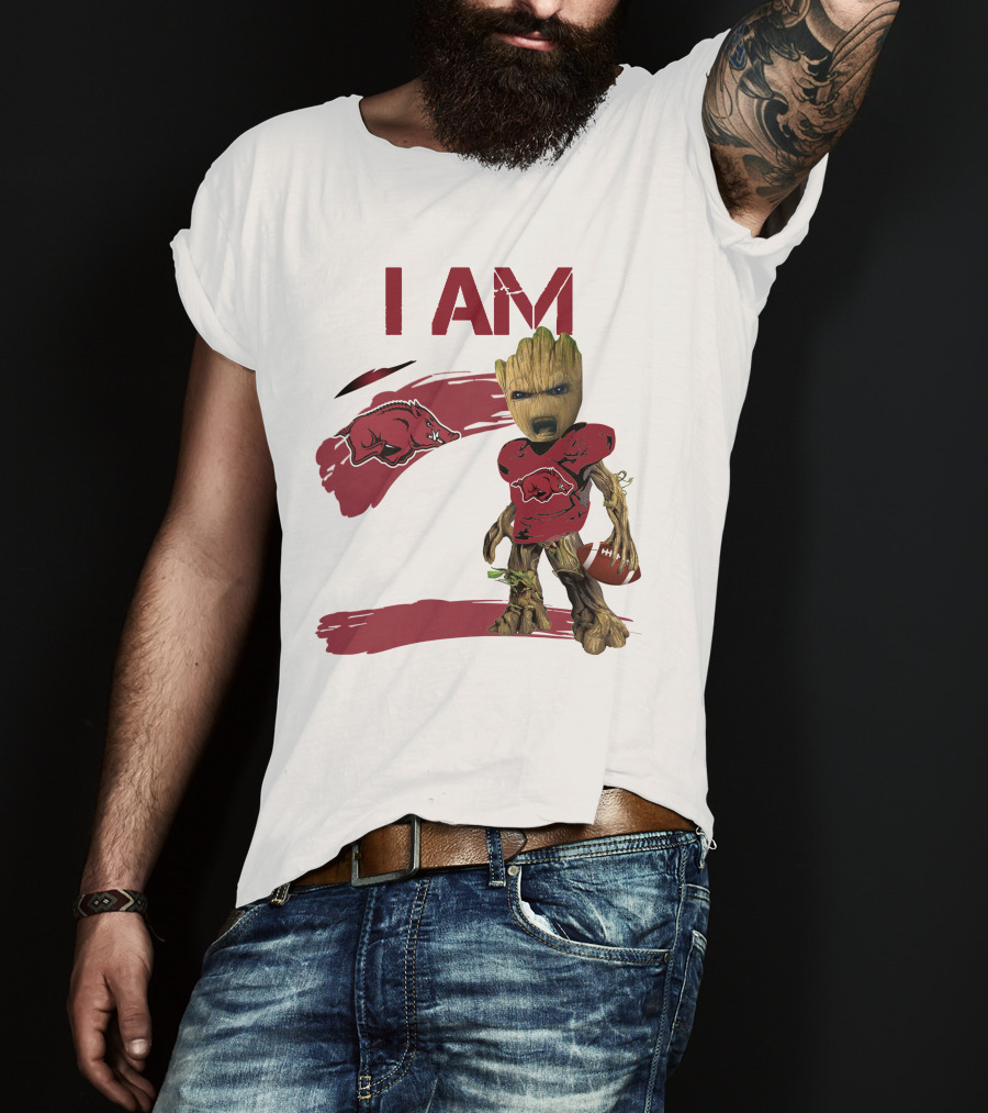 I AM Arkansas Razorbacks Football Groot Fan T-Shirt