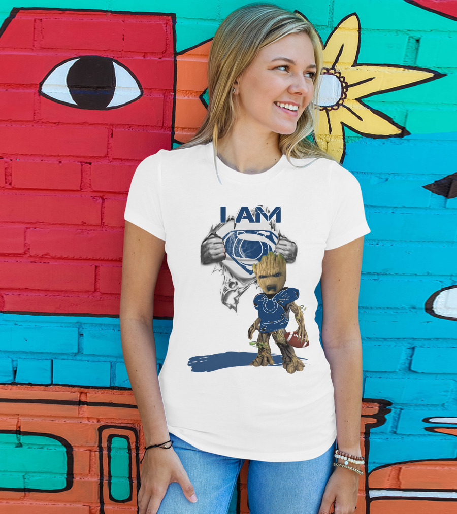 I Am Colts Baby Groot Superman Football T-Shirt