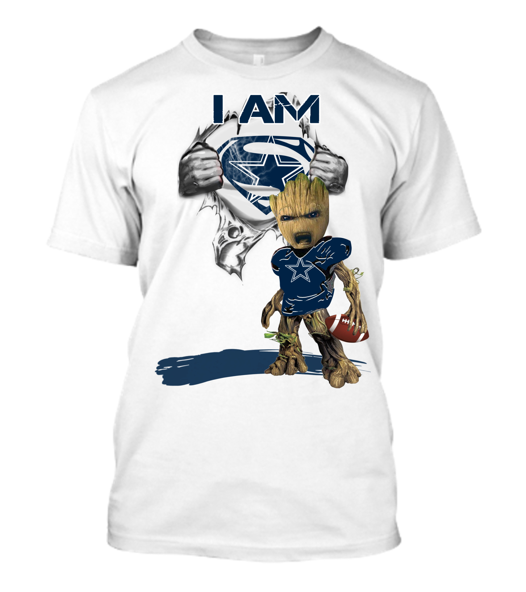 I Am Cowboys Baby Groot Superman Football T-Shirt