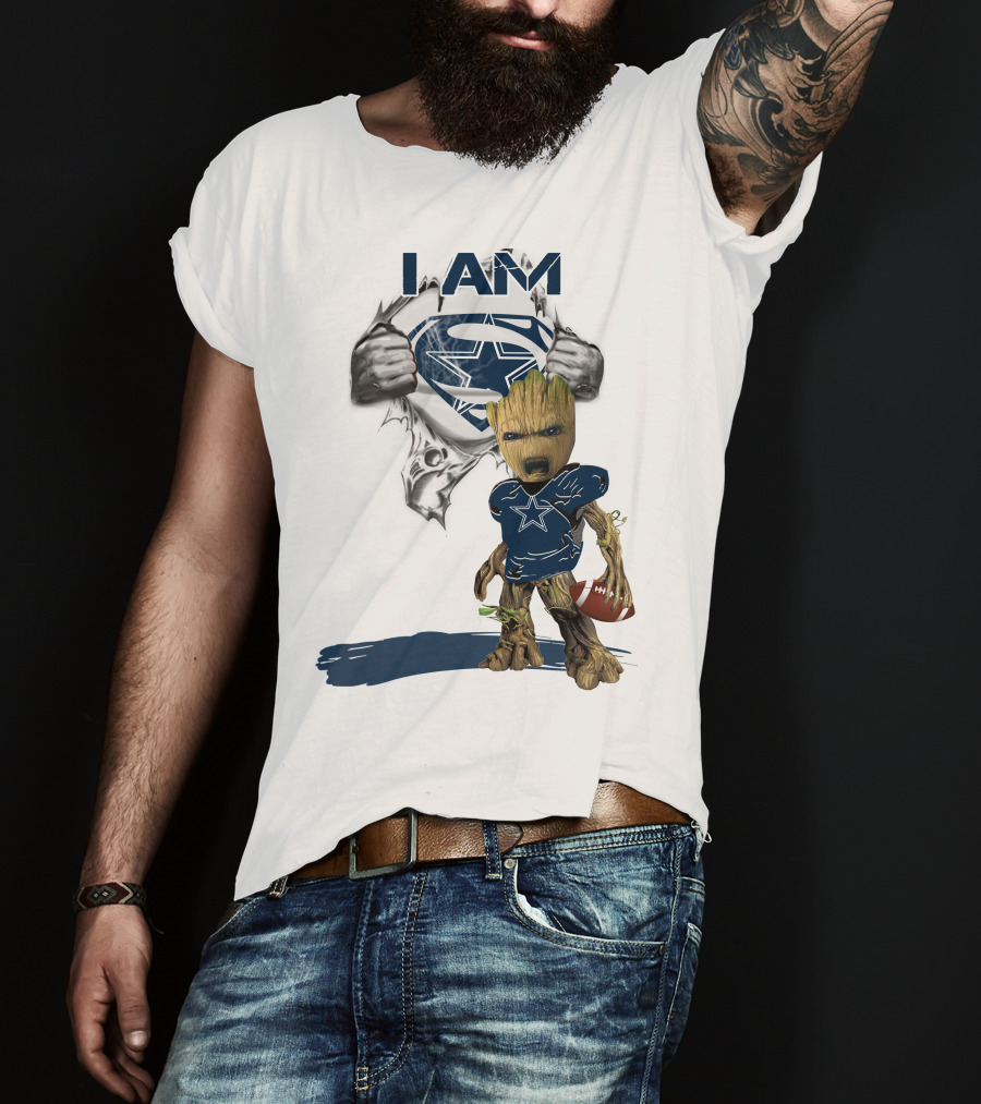 I Am Cowboys Baby Groot Superman Football T-Shirt