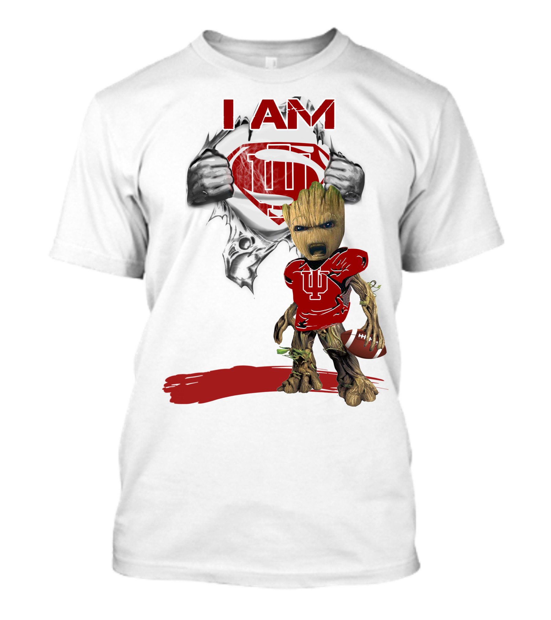 I AM Hoosiers Baby Groot Superman Football T-Shirt