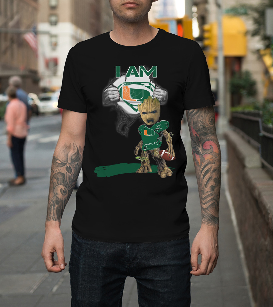 I Am Hurricanes Baby Groot Superman Football T-Shirt