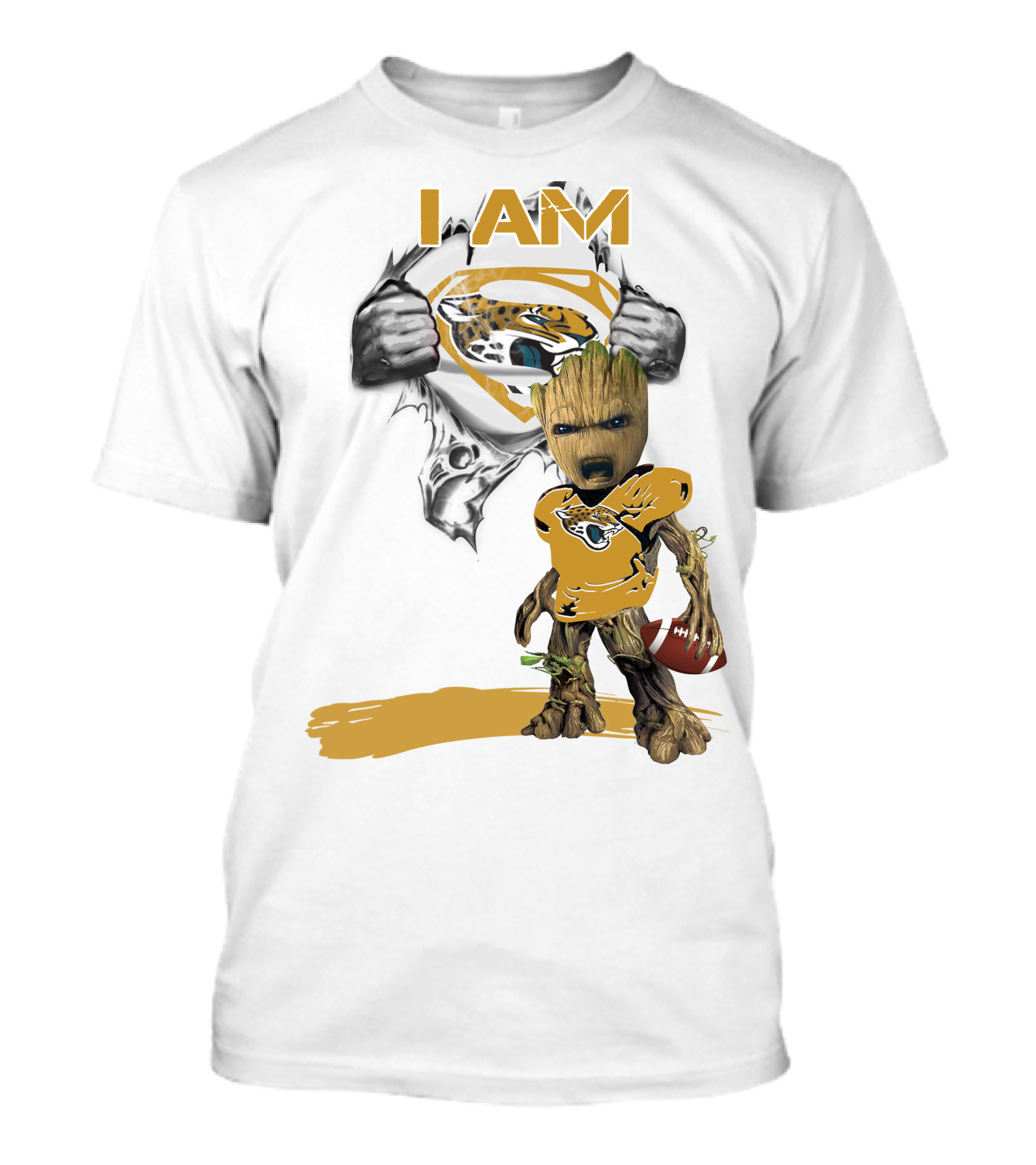 I Am Jaguars Baby Groot Superman Football Fan T-Shirt