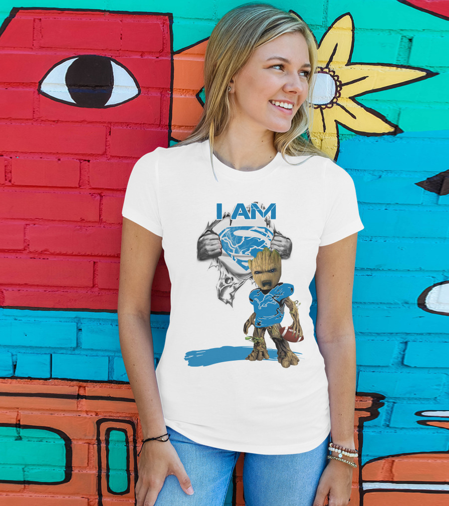 I AM Lion Baby Groot Superman Football T-Shirt
