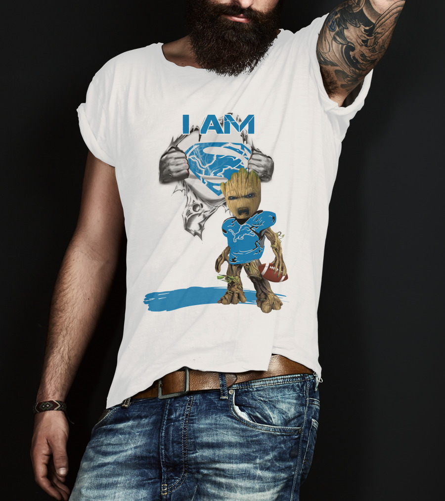 I AM Lion Baby Groot Superman Football T-Shirt