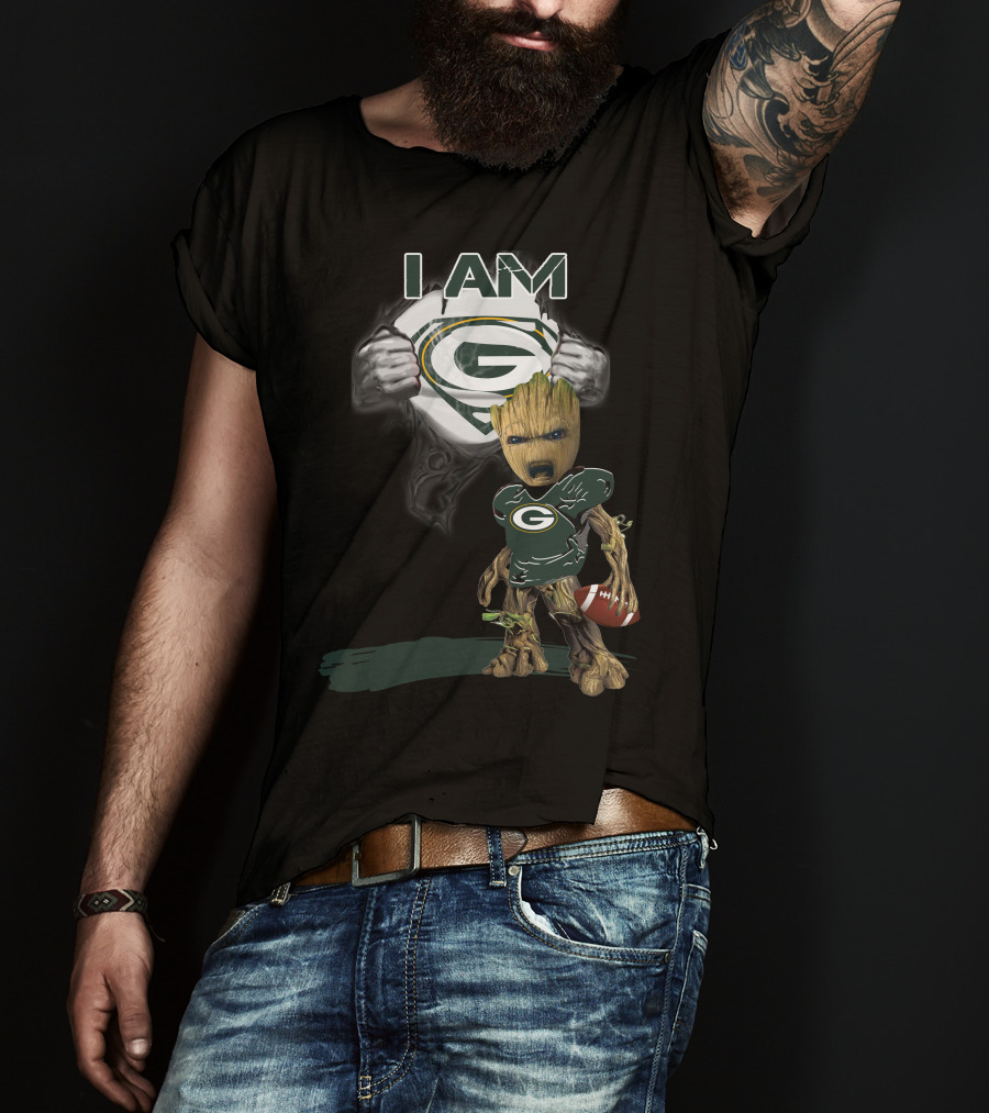 Packers Baby Groot I Am Green Bay Football Fan T-Shirt