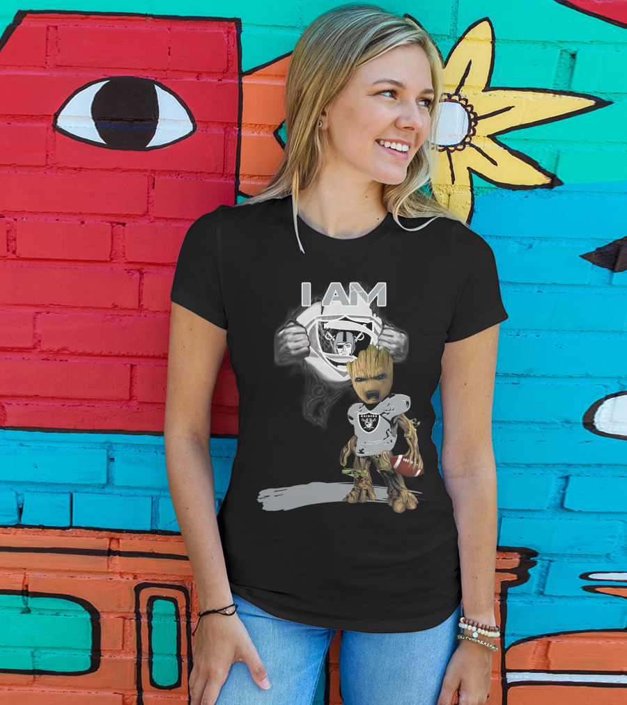Raiders Baby Groot I Am Superman NFL Football T-Shirt