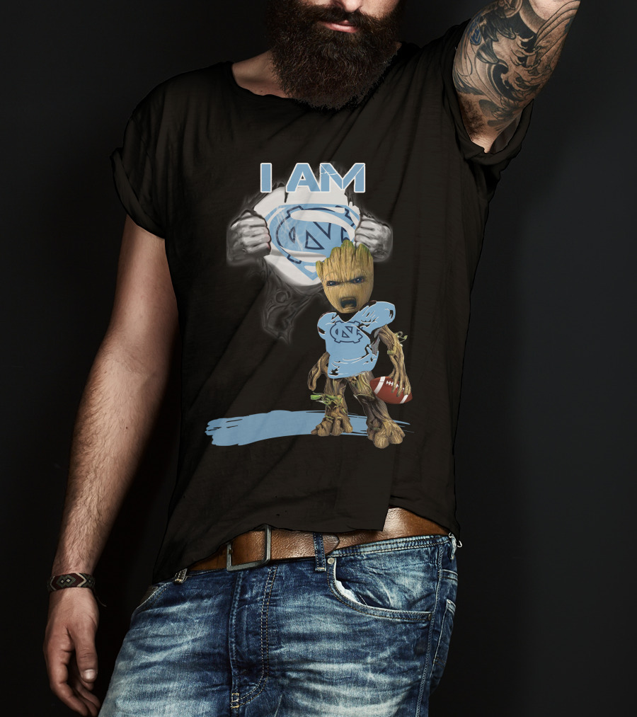 I AM Tarheel Baby Groot Superman T-Shirt