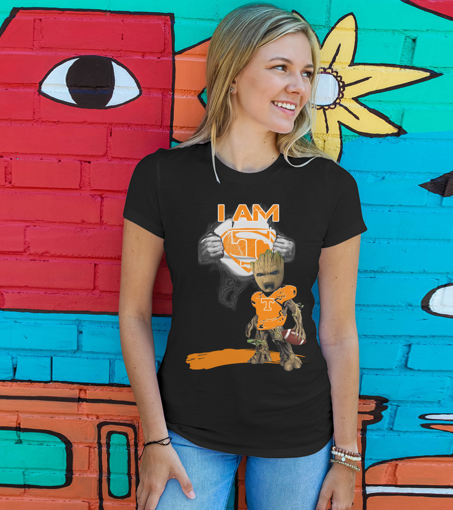 I Am Tennessee Baby Groot Superman Football T-Shirt
