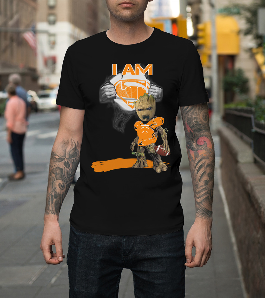 I Am Tennessee Baby Groot Superman Football T-Shirt