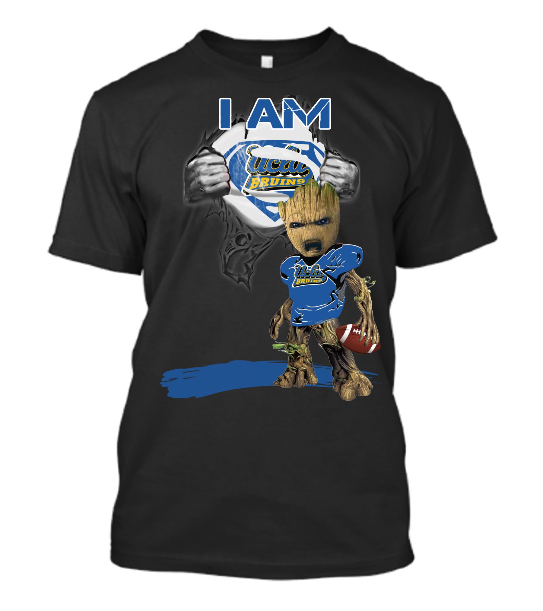 I Am UCLA Bruins Baby Groot Superman Football T-Shirt