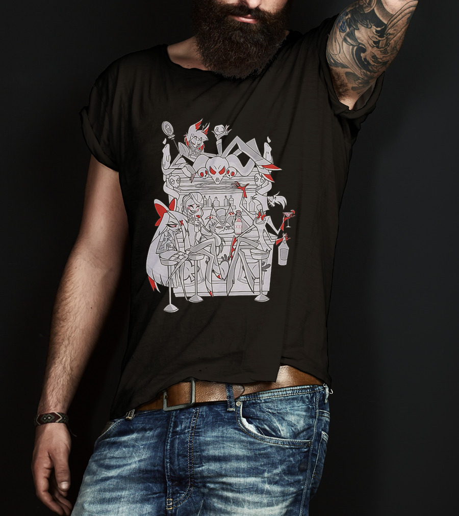 Hazbin Hotel Charlie Bar Scene With Angel Dust And Alastor T-Shirt