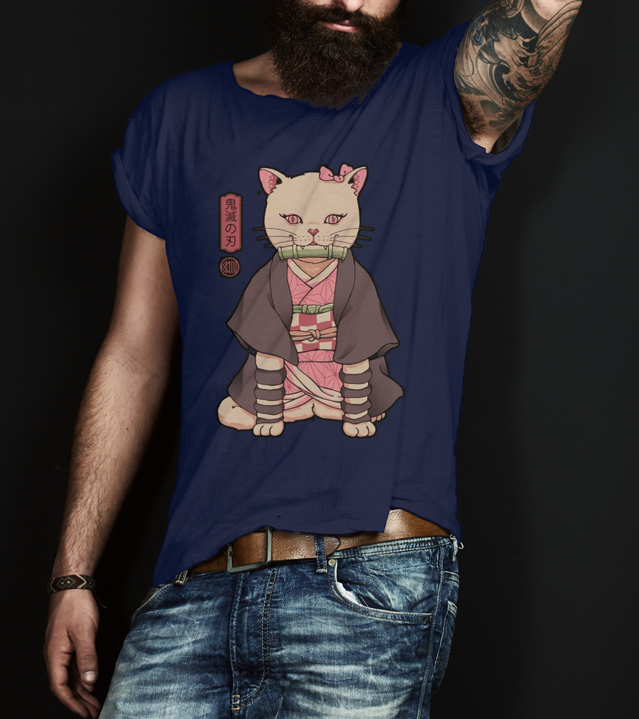 Stolas Store Nezuko Cat Demon Slayer T-Shirt