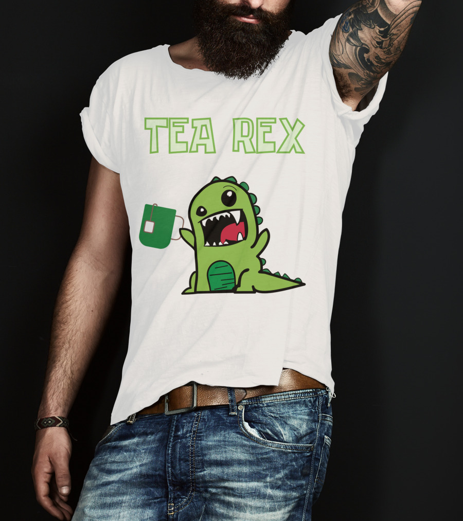 Tea Rex Dinosaur Holding Tea Bag T-Shirt
