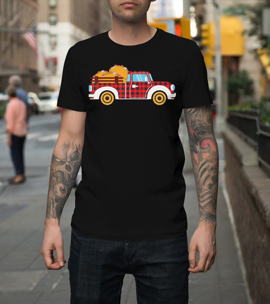 Buffalo Plaid Truck with Tacos Cinco De Mayo Boy Taco T-Shirt