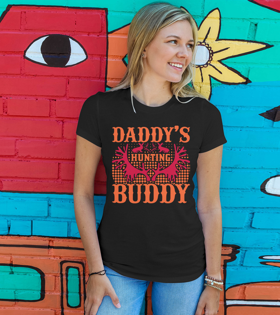 Daddy's Hunting Buddy Antler Design With Rabbits T-Shirt