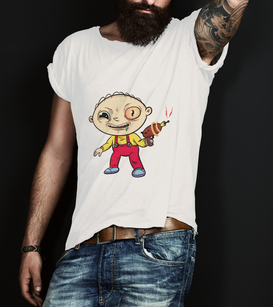 Psychedelic Stewie Griffin With Ray Gun T-Shirt