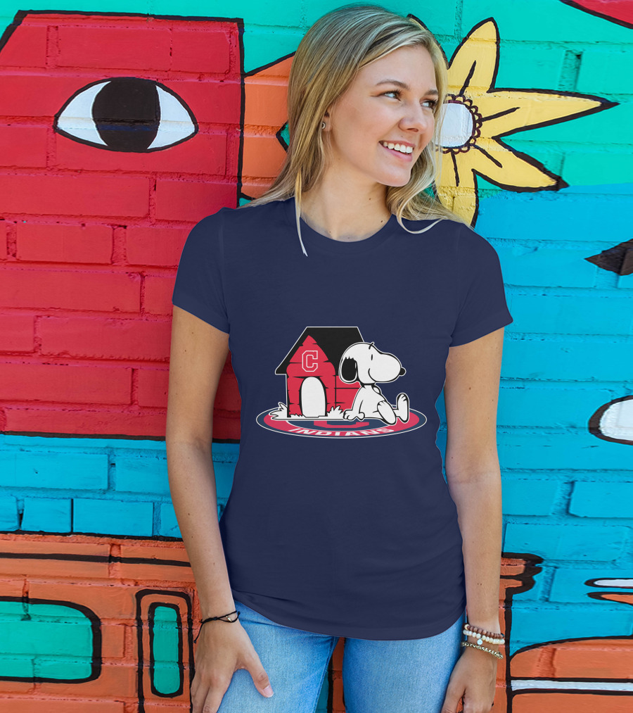 Snoopy Cleveland Indians Baseball Fan Now And Forever T-Shirt