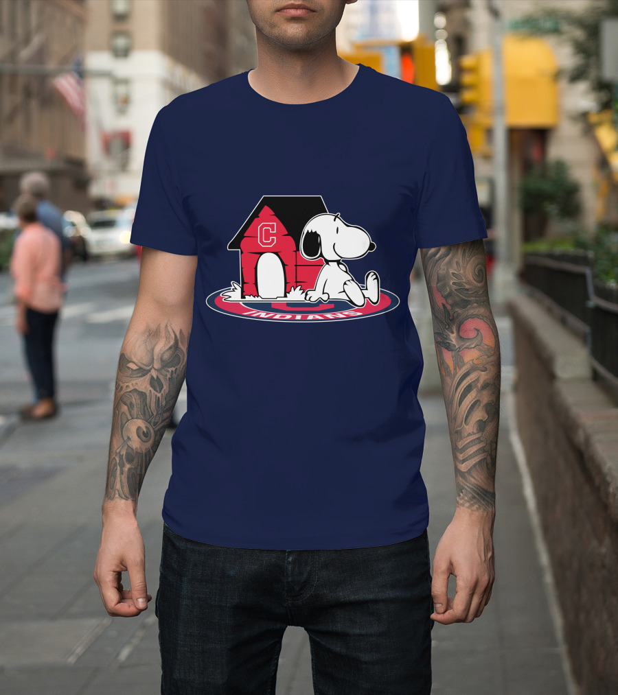 Snoopy Cleveland Indians Baseball Fan Now And Forever T-Shirt